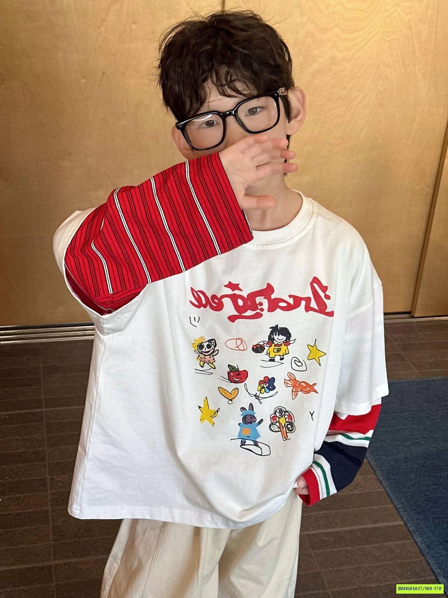 ÁO THUN GIẢ 2 LỚP TAY KẺ ĐỎ