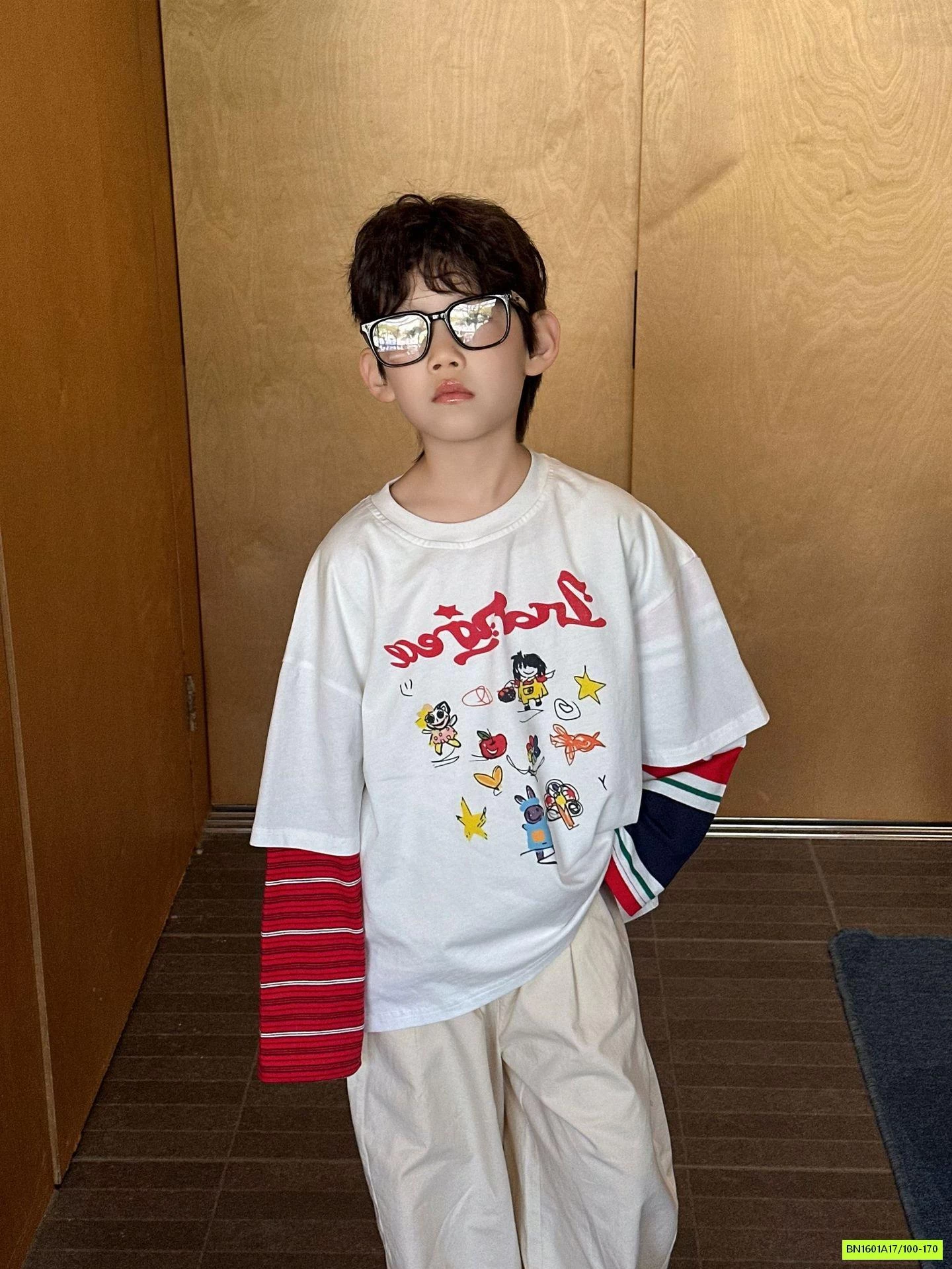 ÁO THUN GIẢ 2 LỚP TAY KẺ ĐỎ