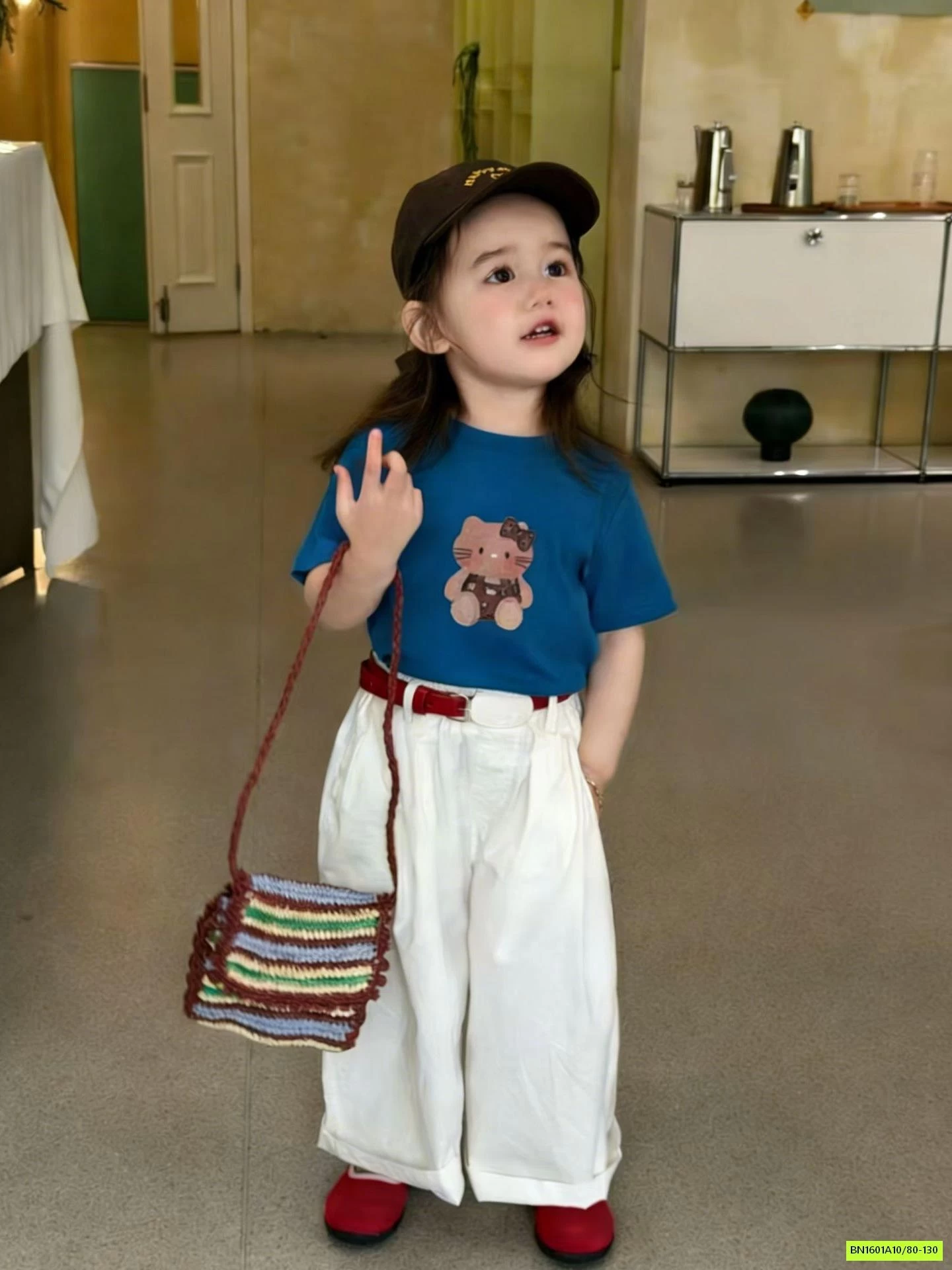 SÉT ÁO GẤU XANH MIX BAGGY TRẮNG