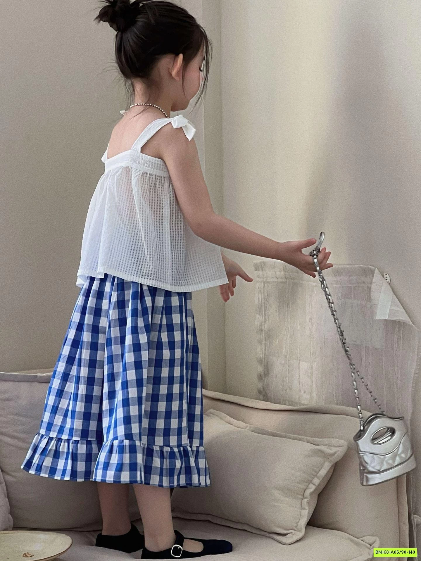 SÉT VÁY 2 DÂY CV CARO XANH