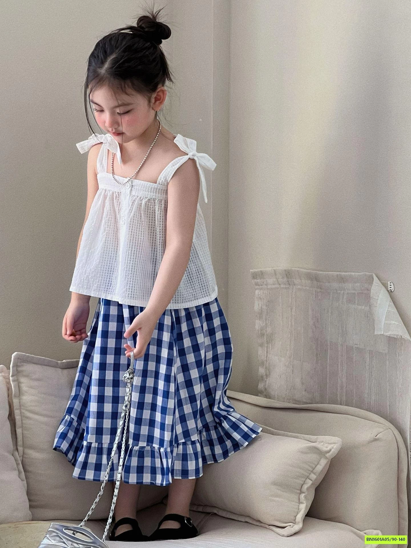 SÉT VÁY 2 DÂY CV CARO XANH