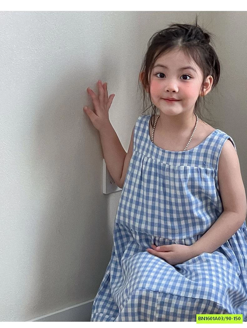 ĐẦM MAXI SÁT NÁCH CARO XANH