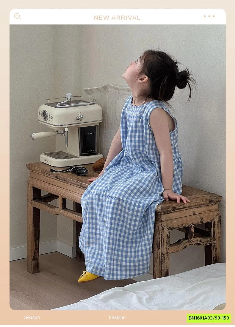 ĐẦM MAXI SÁT NÁCH CARO XANH