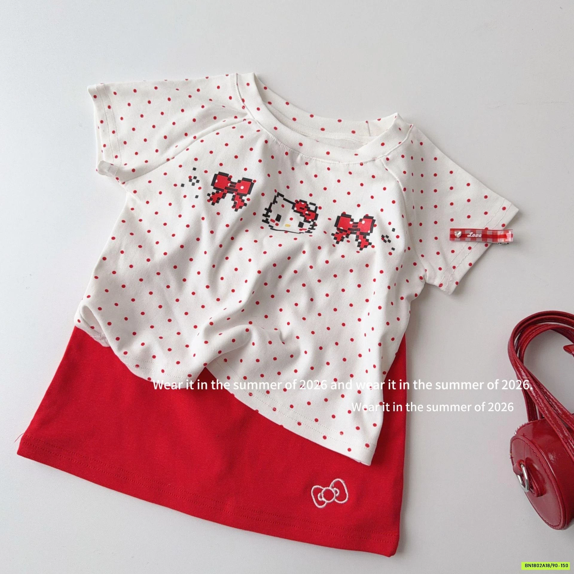 SÉT VÁY KITTY ĐỎ T&Q KIDS