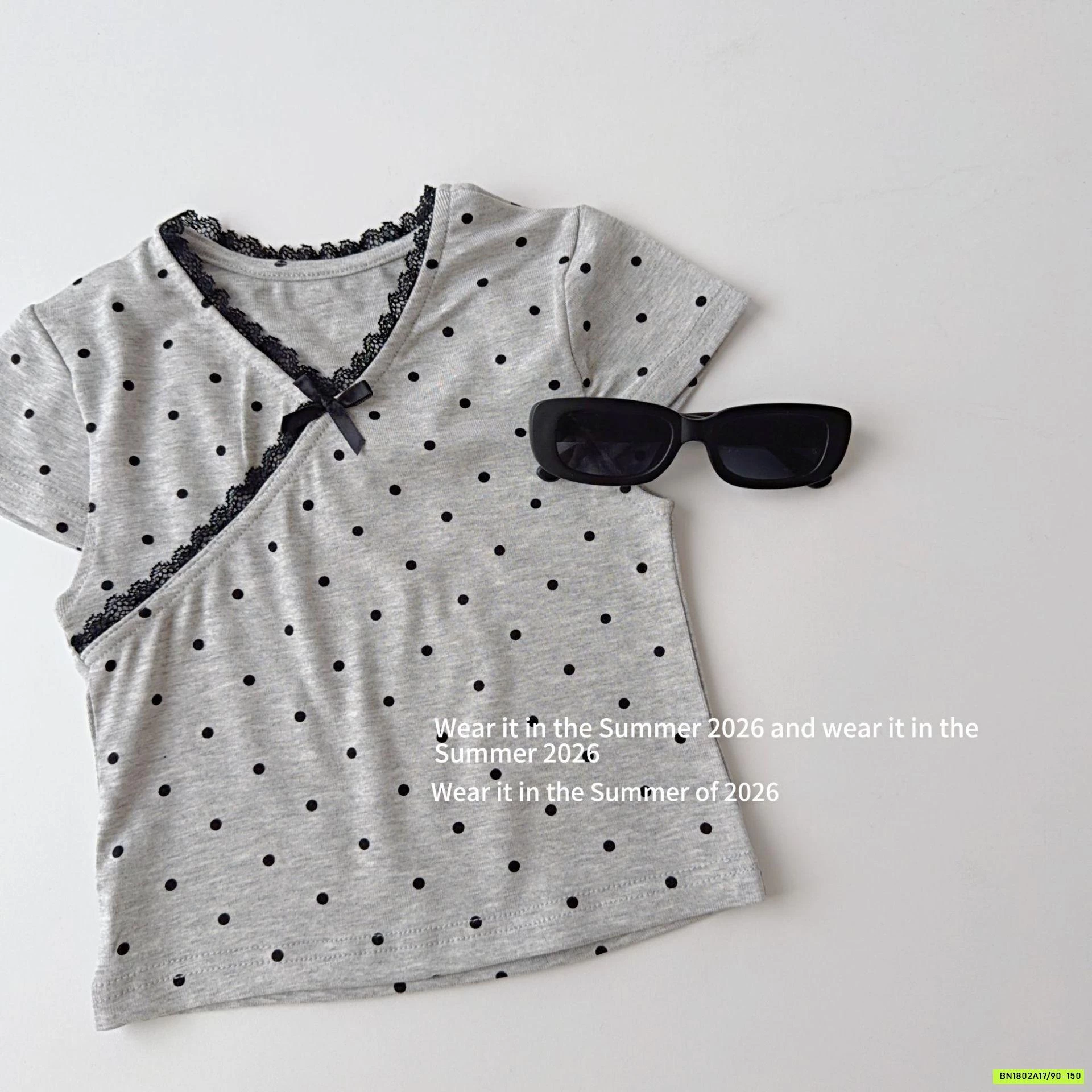 ÁO CHẤM BI CỔ TYM VIỀN REN T&Q KIDS