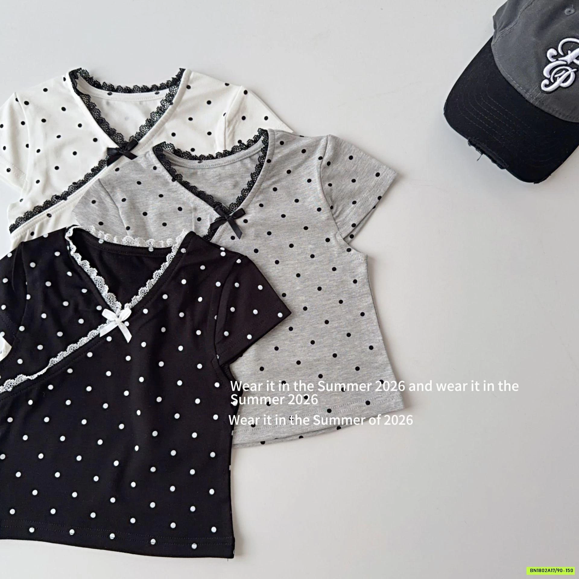 ÁO CHẤM BI CỔ TYM VIỀN REN T&Q KIDS