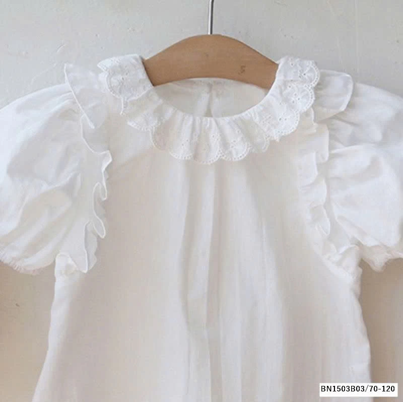 ÁO SƠ MI BABYDOLL CỔ REN SIZE NHÍ