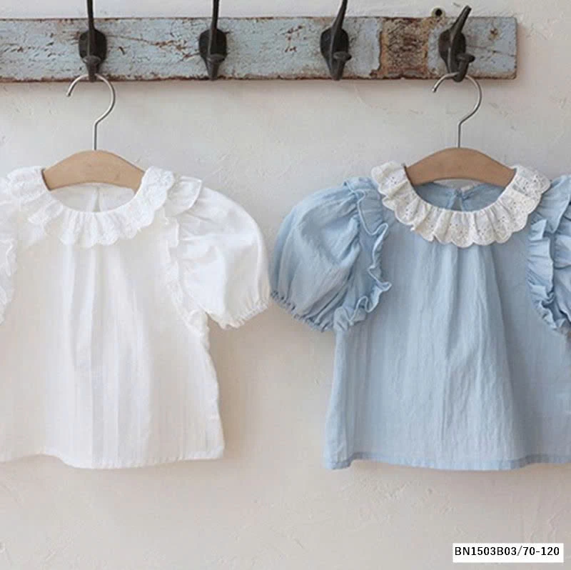 ÁO SƠ MI BABYDOLL CỔ REN SIZE NHÍ