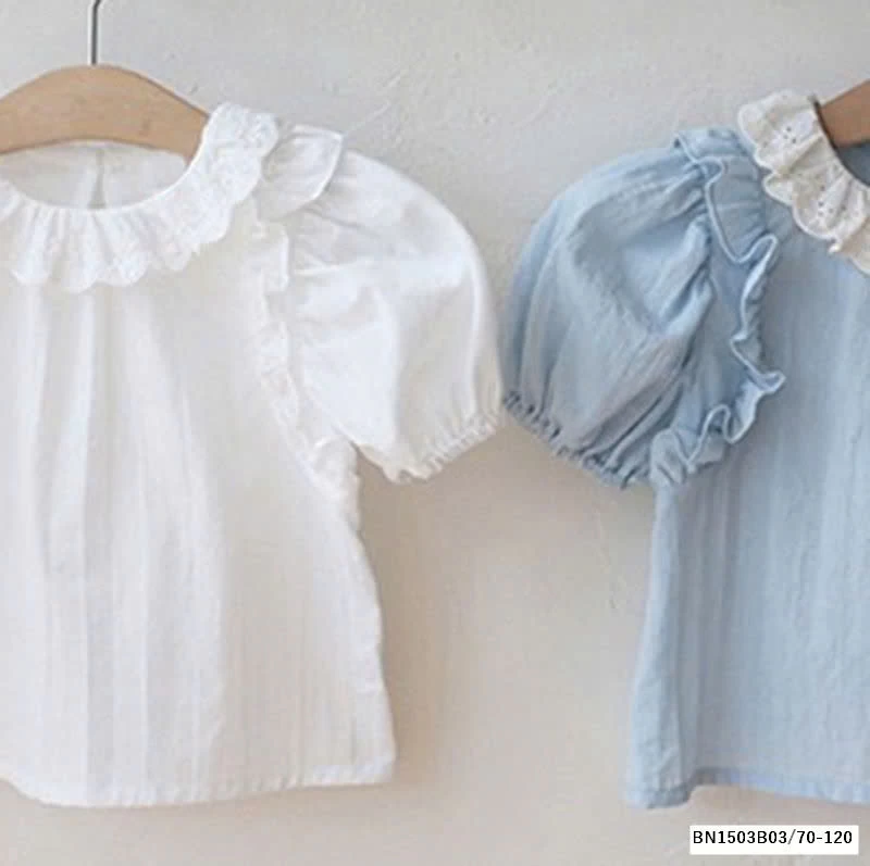 ÁO SƠ MI BABYDOLL CỔ REN SIZE NHÍ