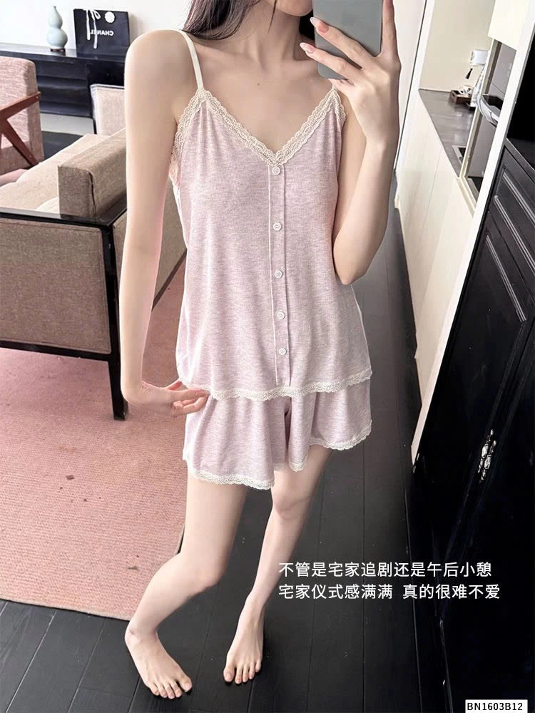 BỘ NGỦ 2 DÂY VIỀN REN CHO NỮ