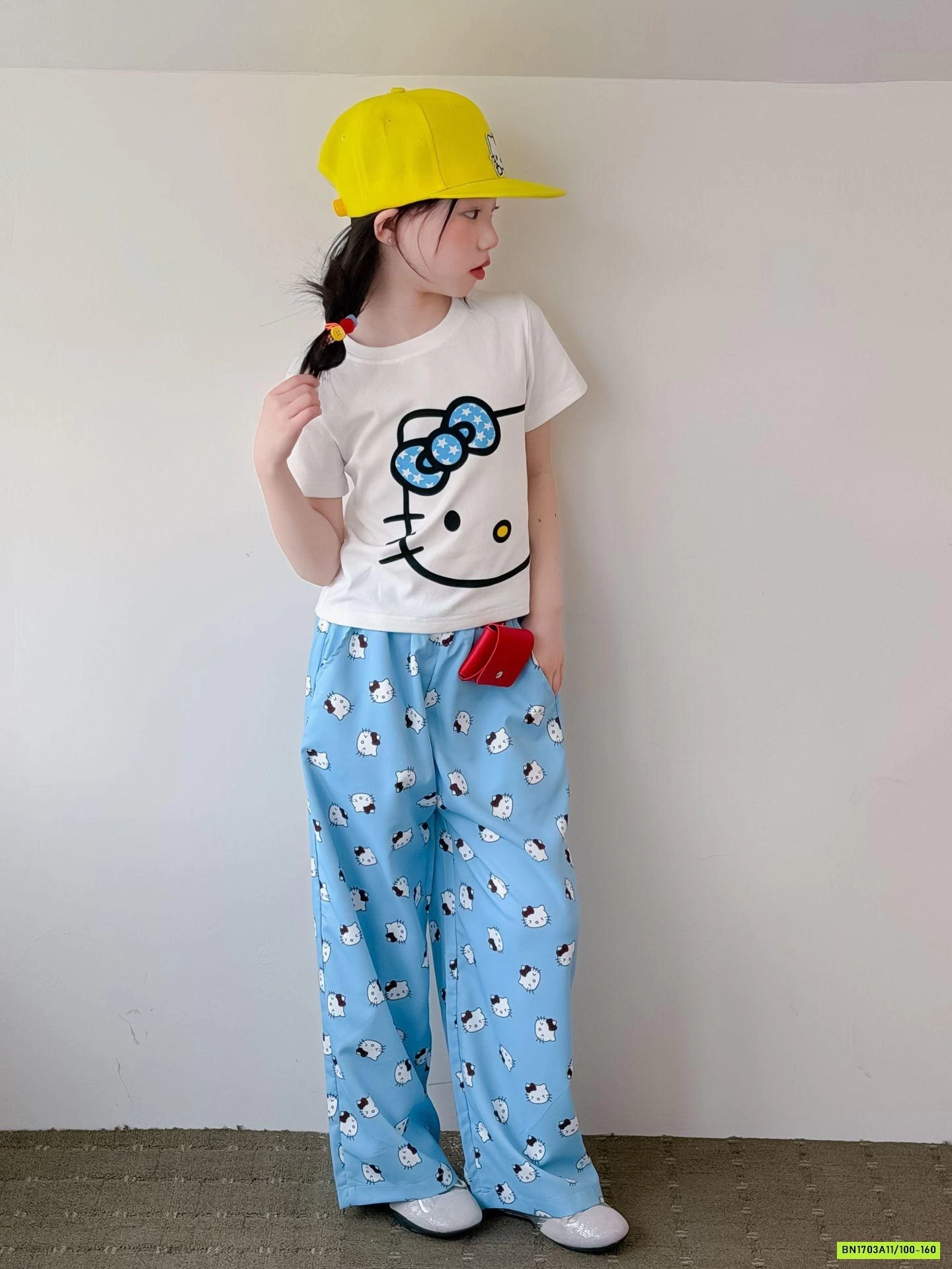 SÉT CROPTOP KITTY XANH