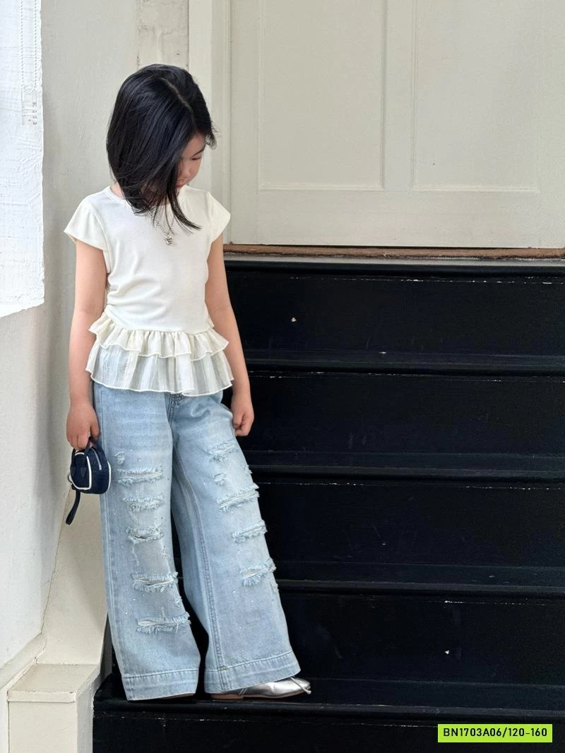 ÁO VIỀN BÈO MIX JEANS SUÔNG RÁCH