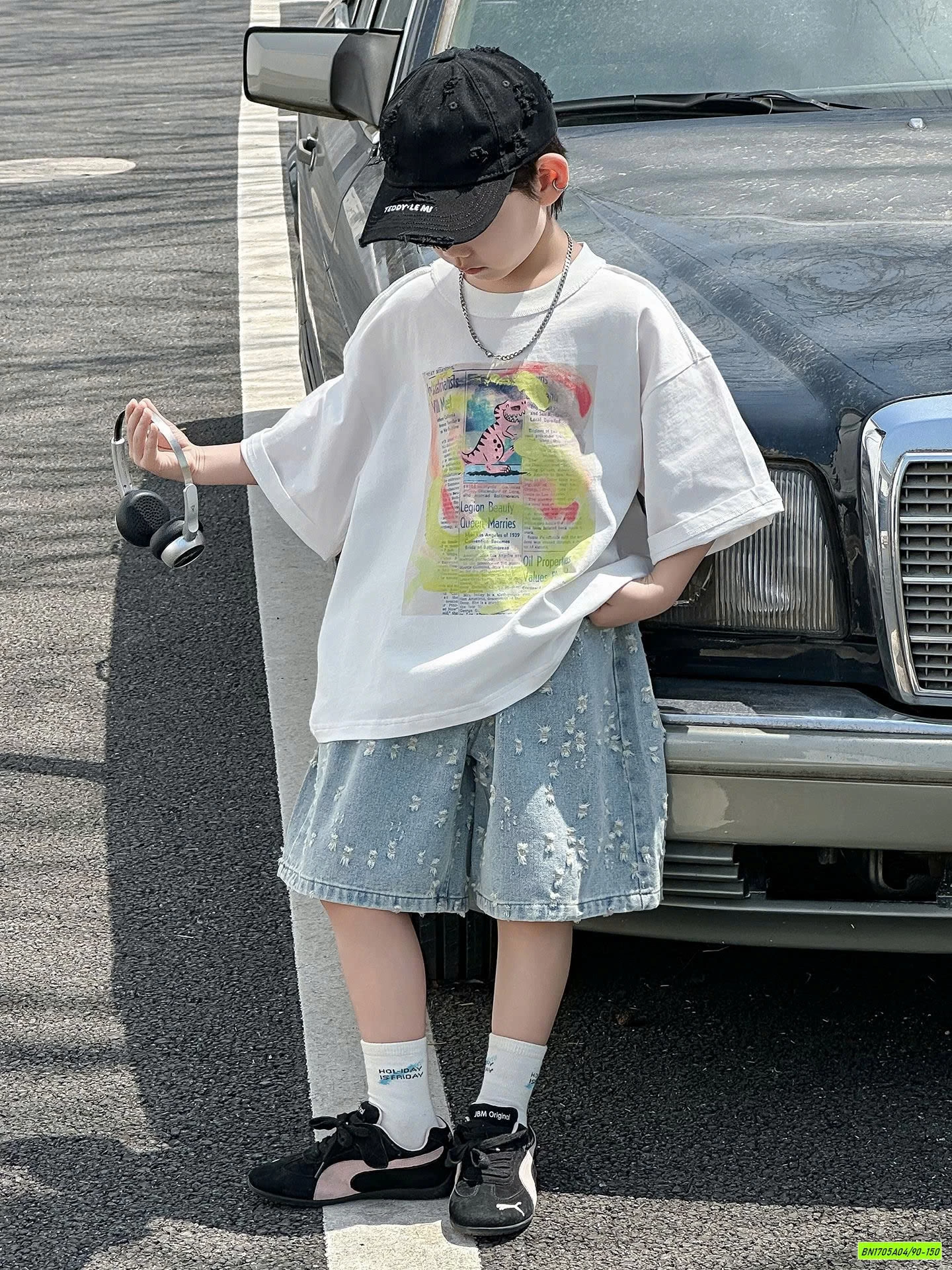 ÁO HÌNH KHỦNG LONG MIX SHORT JEANS CÀO