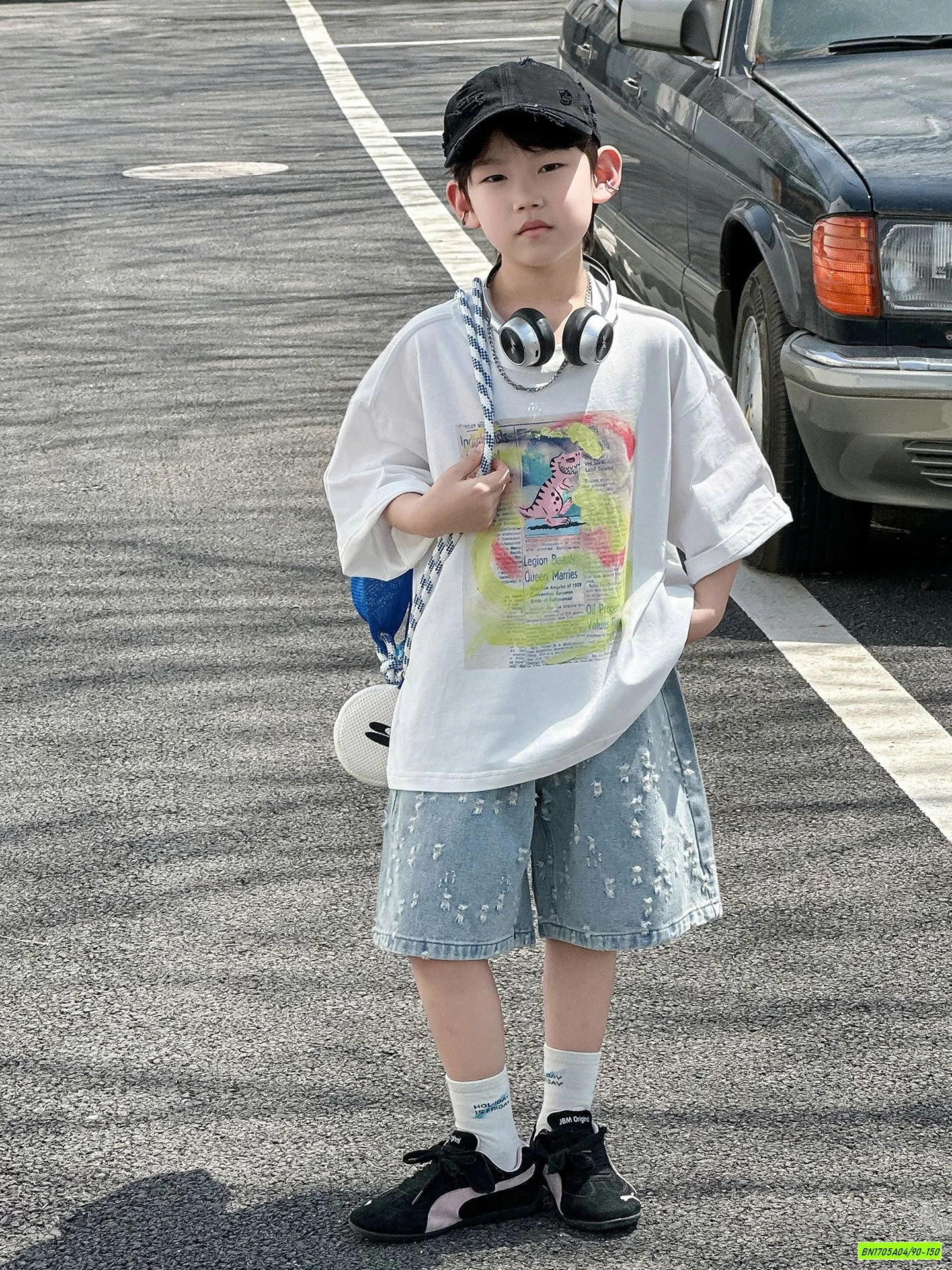 ÁO HÌNH KHỦNG LONG MIX SHORT JEANS CÀO