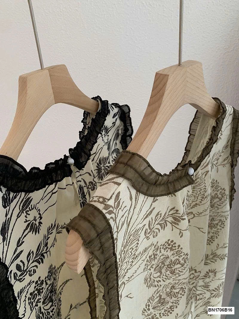 ÁO SÁT NÁCH HỌA TIẾT HOA LÁ MÙA HÈ