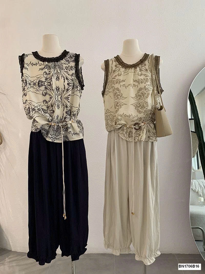 ÁO SÁT NÁCH HỌA TIẾT HOA LÁ MÙA HÈ