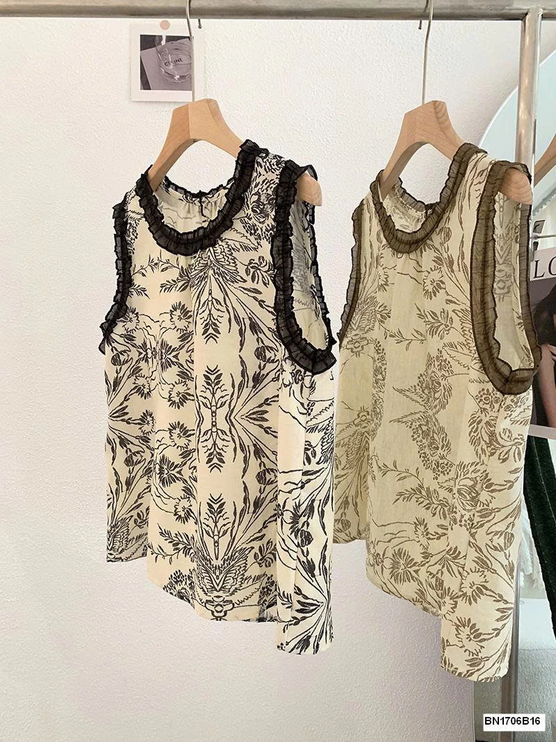 ÁO SÁT NÁCH HỌA TIẾT HOA LÁ MÙA HÈ