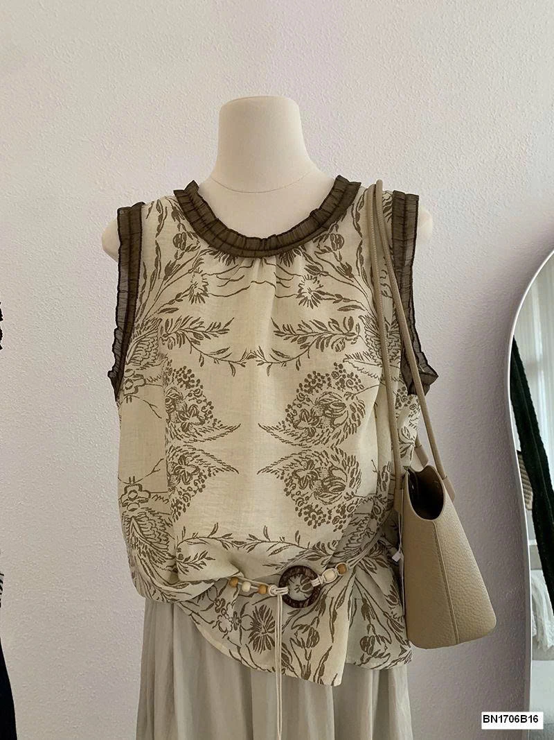 ÁO SÁT NÁCH HỌA TIẾT HOA LÁ MÙA HÈ