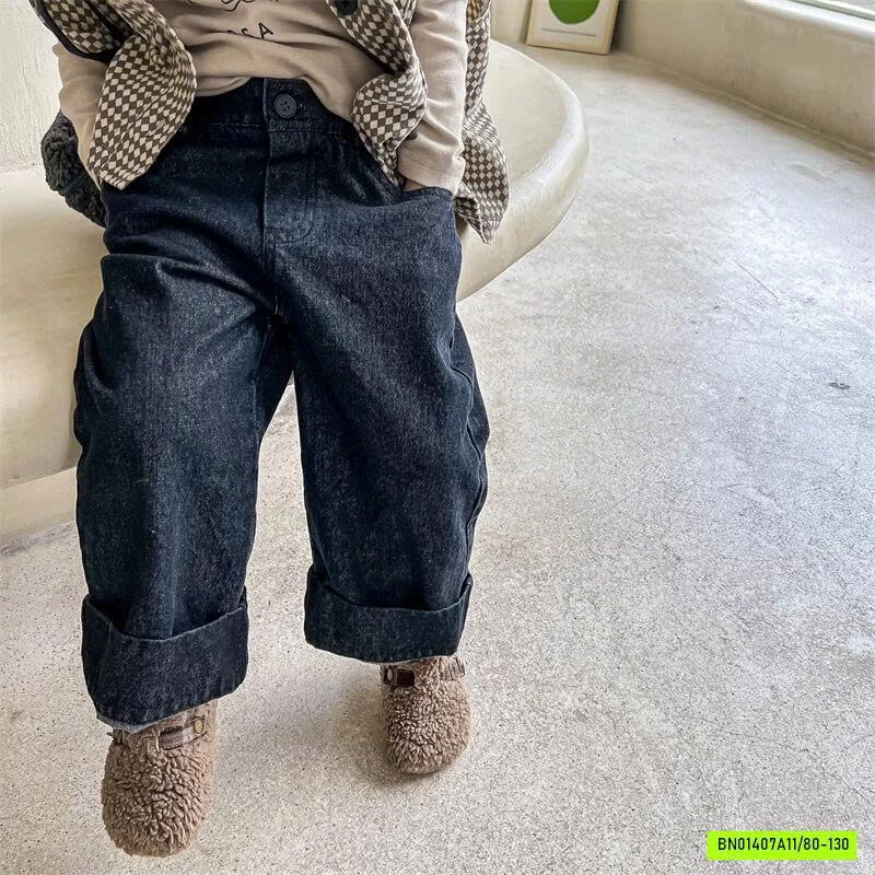 JEANS SUÔNG GẤP GẤU BẢN TO ADBABY