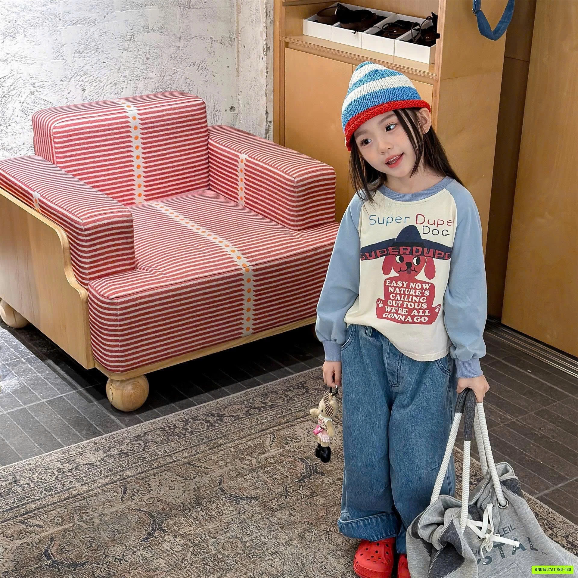 JEANS SUÔNG GẤP GẤU BẢN TO ADBABY