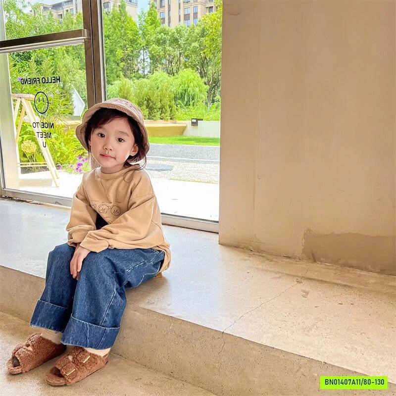 JEANS SUÔNG GẤP GẤU BẢN TO ADBABY