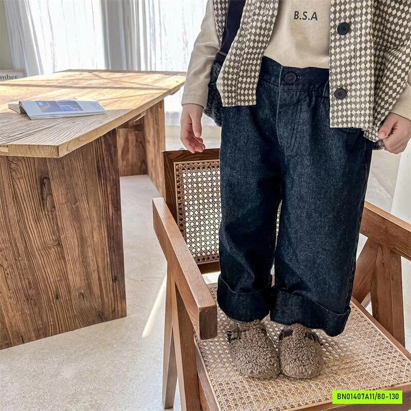 JEANS SUÔNG GẤP GẤU BẢN TO ADBABY