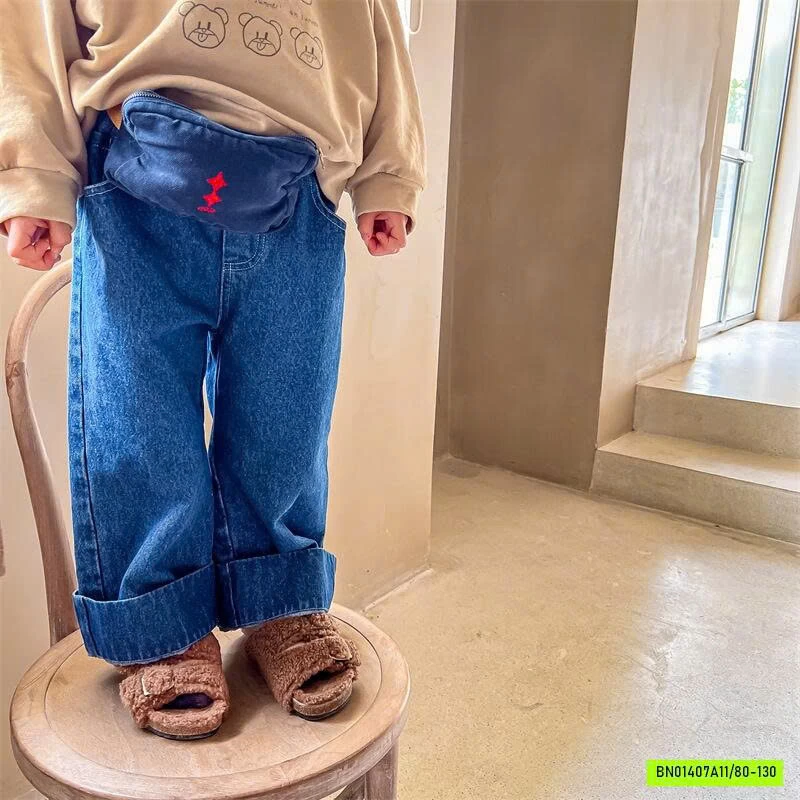 JEANS SUÔNG GẤP GẤU BẢN TO ADBABY