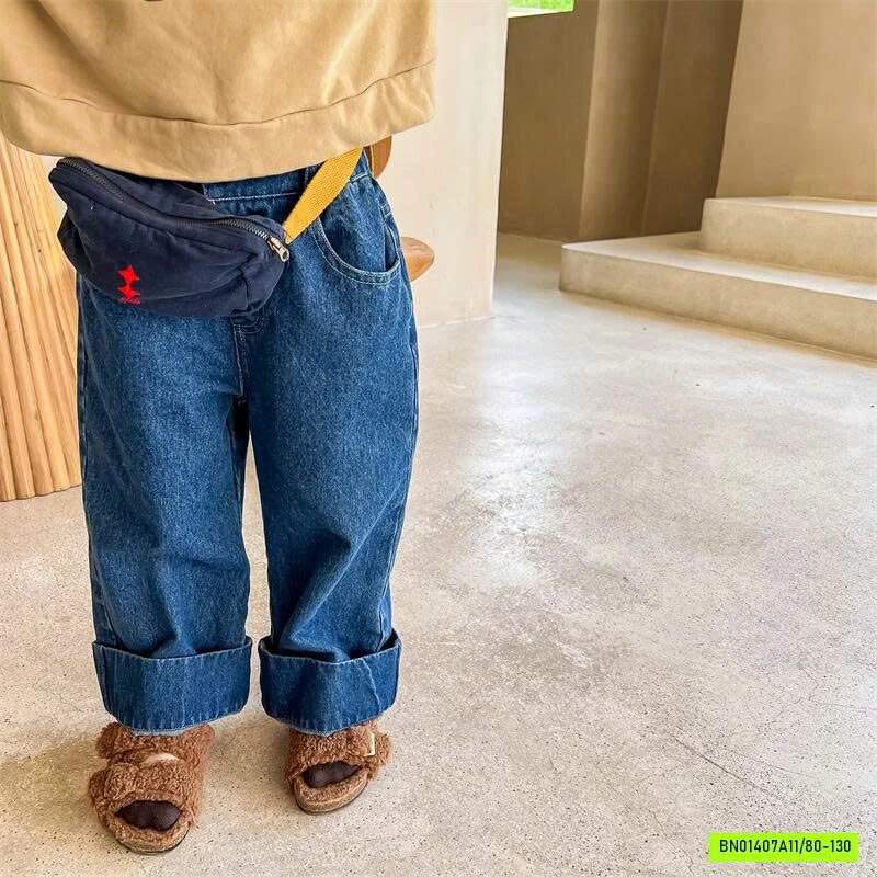 JEANS SUÔNG GẤP GẤU BẢN TO ADBABY