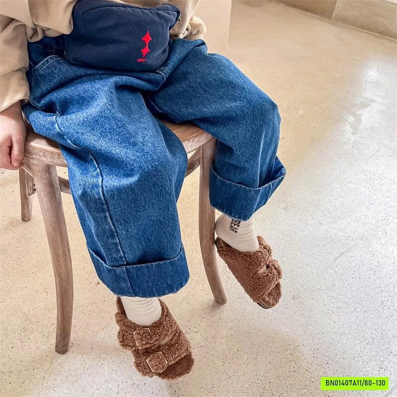 JEANS SUÔNG GẤP GẤU BẢN TO ADBABY