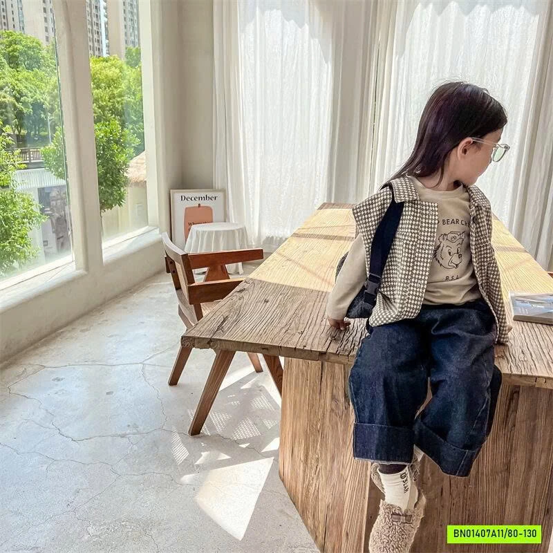 JEANS SUÔNG GẤP GẤU BẢN TO ADBABY