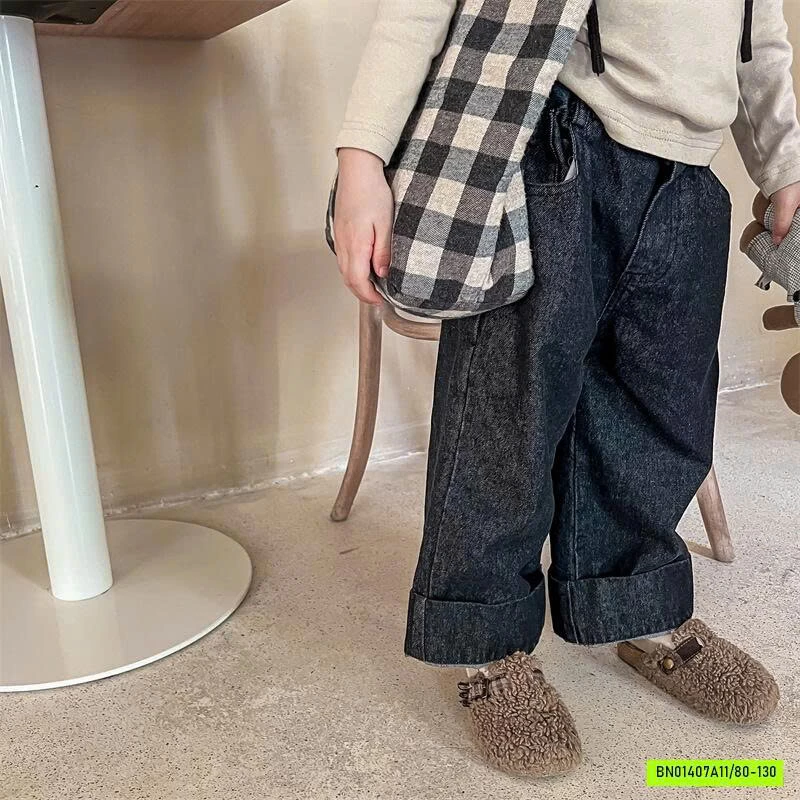 JEANS SUÔNG GẤP GẤU BẢN TO ADBABY