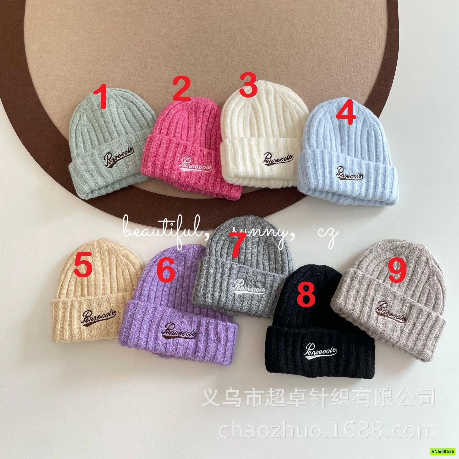 MŨ LEN GÂN TO THÊU CHỮ