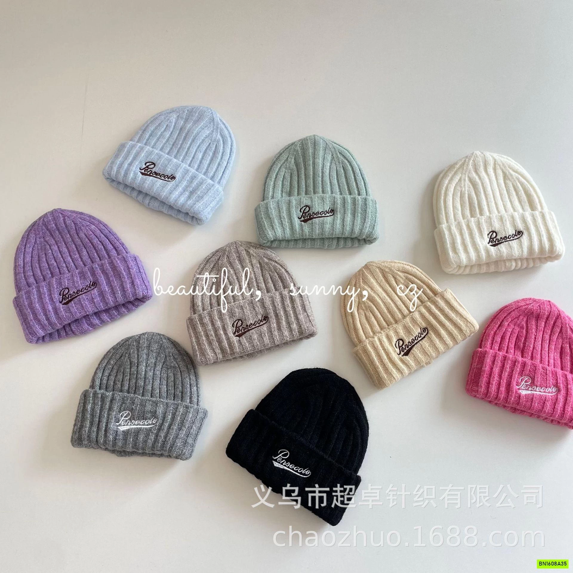 MŨ LEN GÂN TO THÊU CHỮ