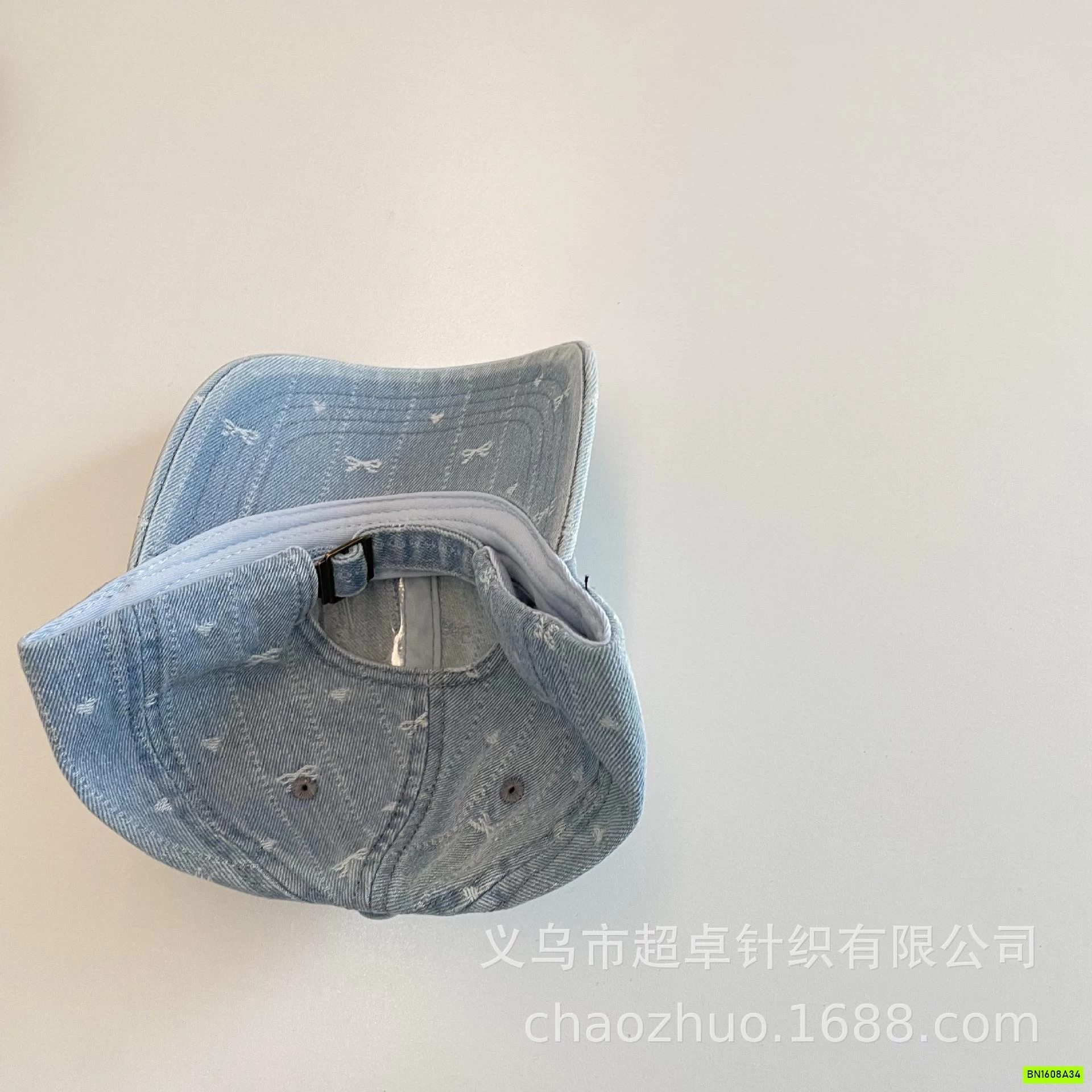 MŨ KẾT JEANS THÊU NƠ