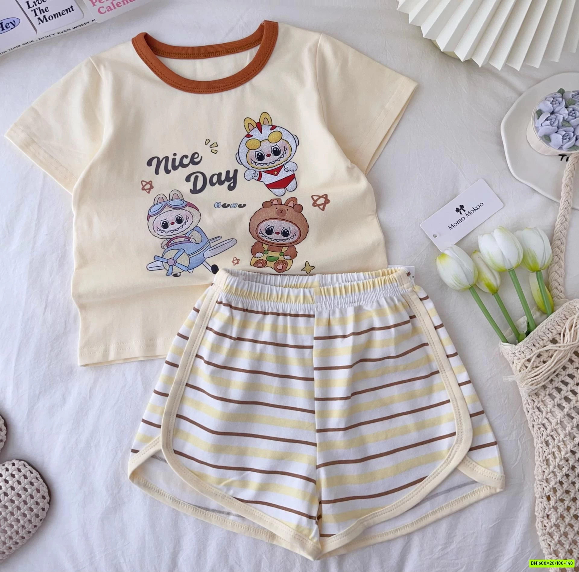 BỘ CỘC COTTON L.a.b.u.b.u QUẦN KẺ