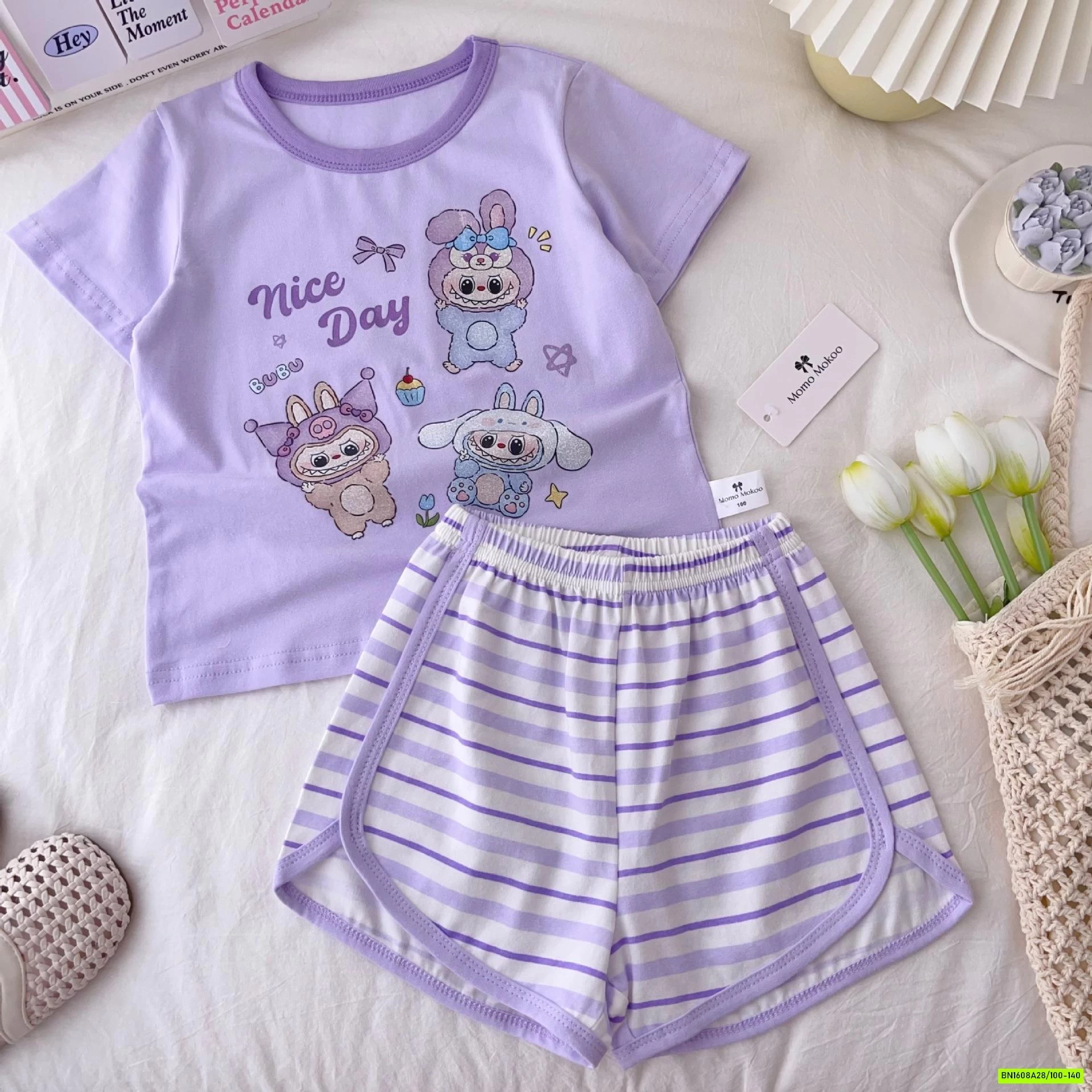 BỘ CỘC COTTON L.a.b.u.b.u QUẦN KẺ