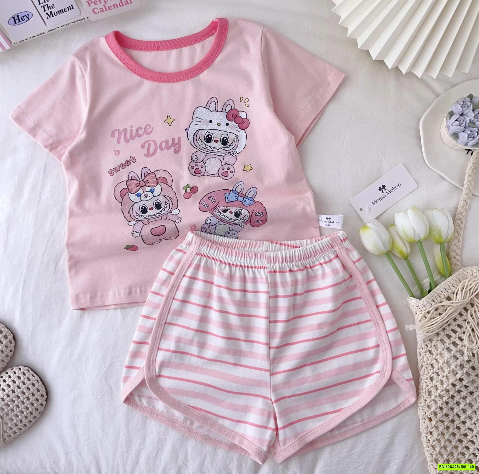 BỘ CỘC COTTON L.a.b.u.b.u QUẦN KẺ