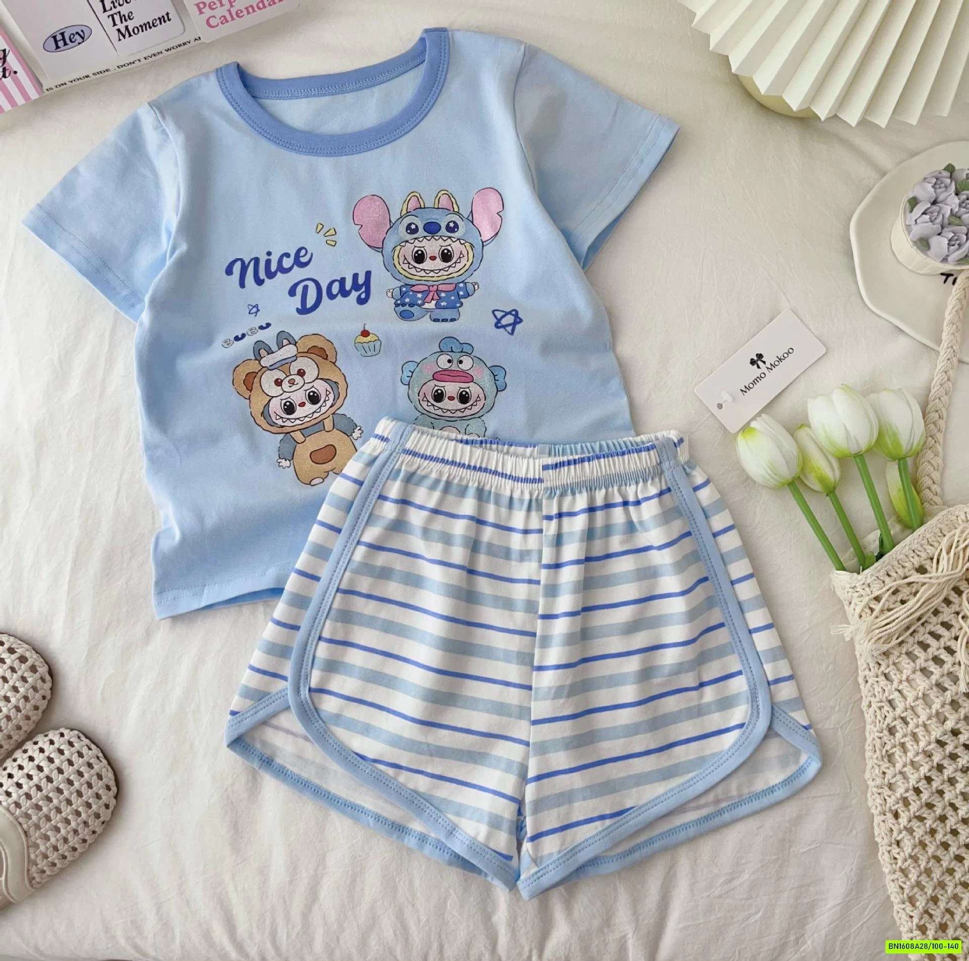 BỘ CỘC COTTON L.a.b.u.b.u QUẦN KẺ