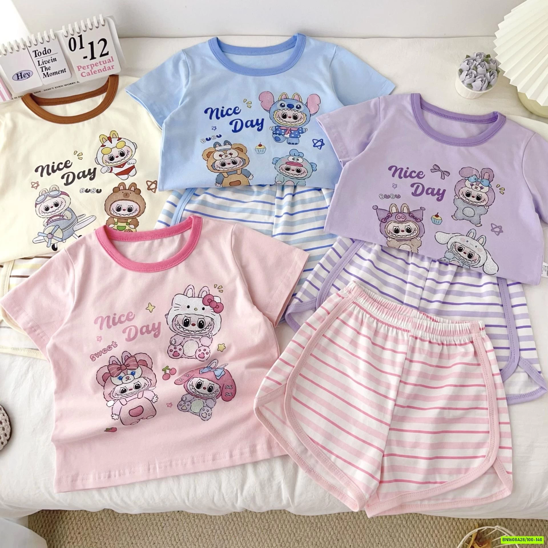 BỘ CỘC COTTON L.a.b.u.b.u QUẦN KẺ