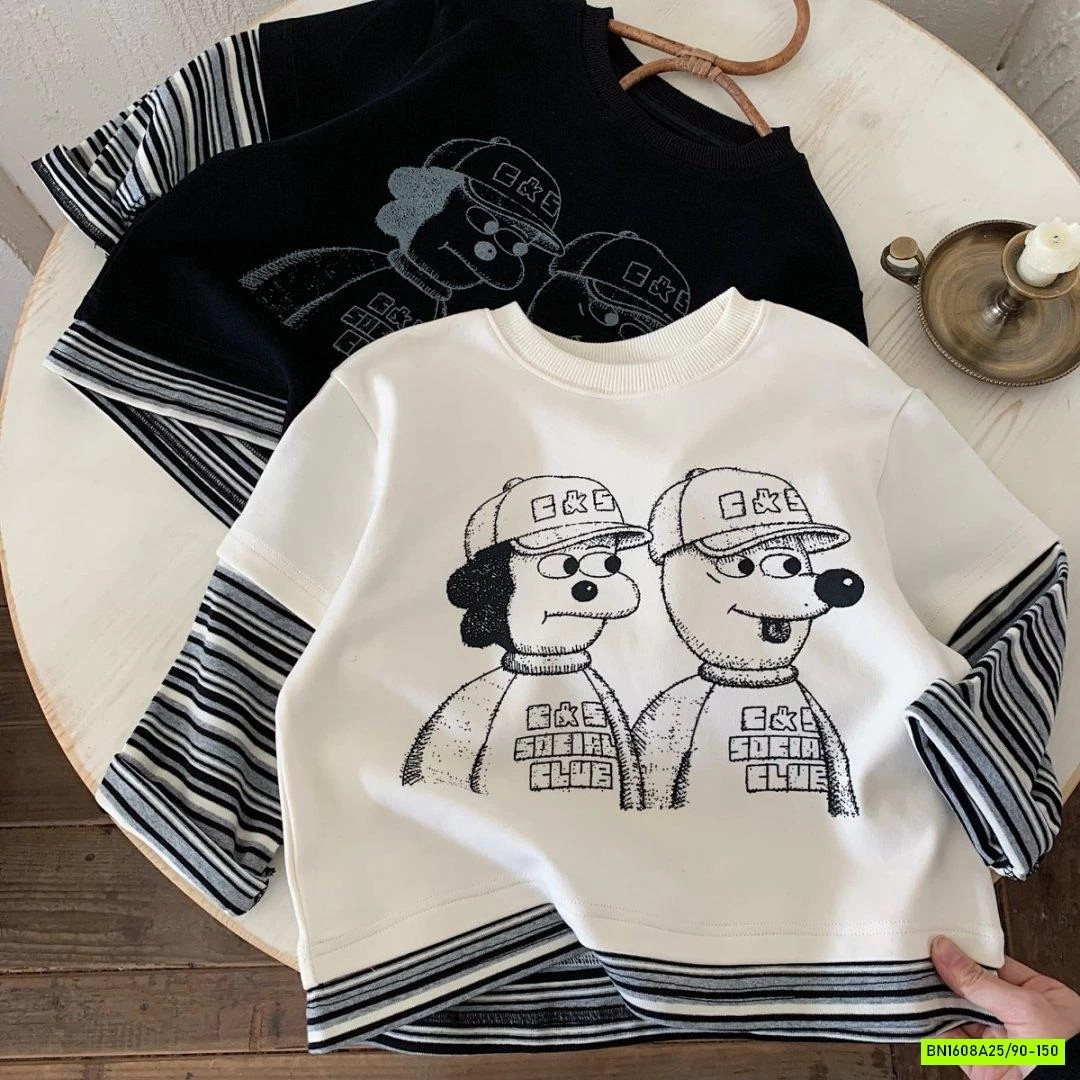 ÁO THUN CÚN GIẢ 2 LỚP TAY KẺ