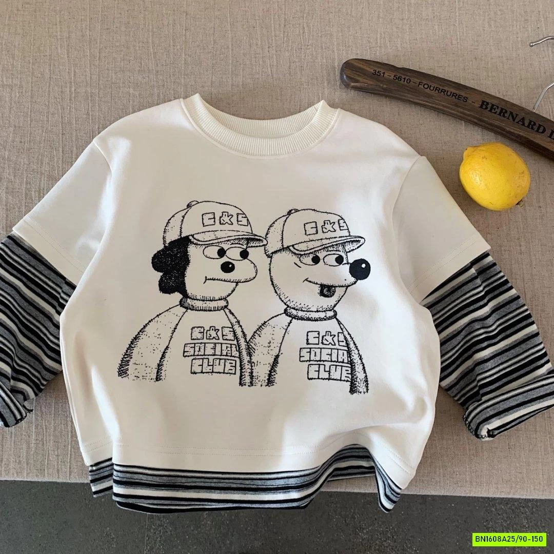 ÁO THUN CÚN GIẢ 2 LỚP TAY KẺ