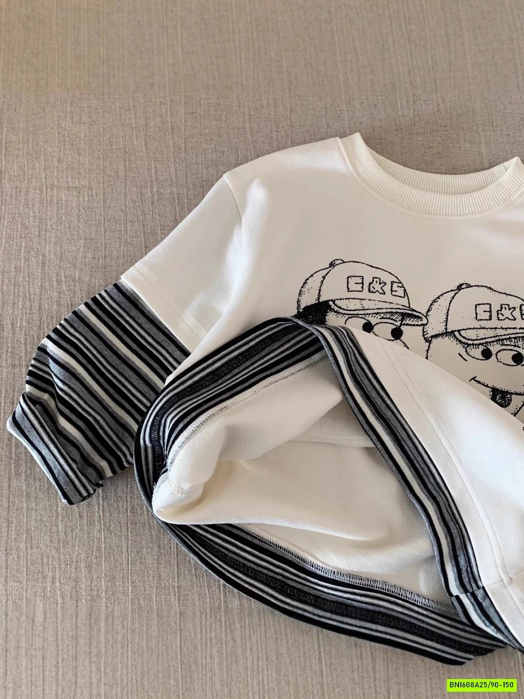 ÁO THUN CÚN GIẢ 2 LỚP TAY KẺ