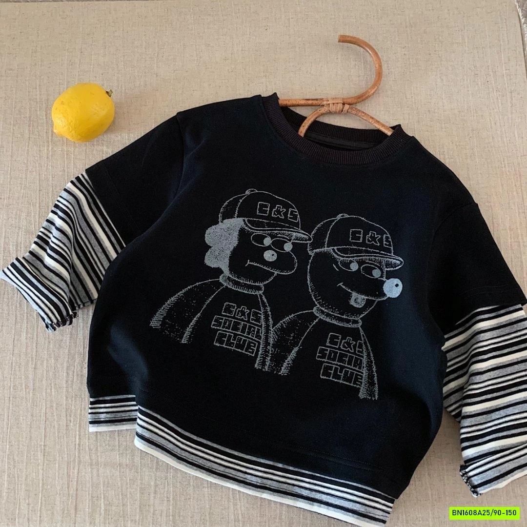 ÁO THUN CÚN GIẢ 2 LỚP TAY KẺ