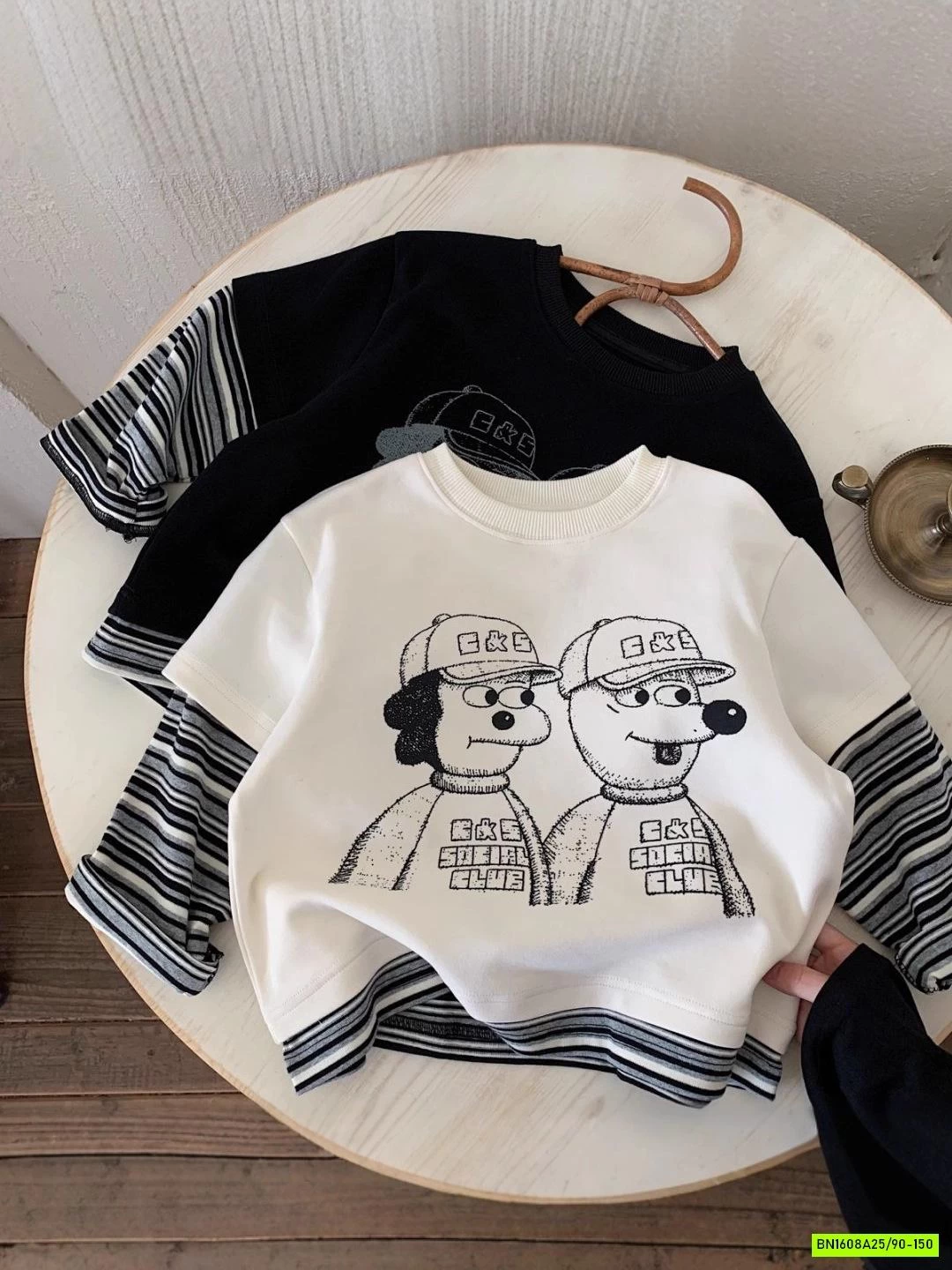 ÁO THUN CÚN GIẢ 2 LỚP TAY KẺ