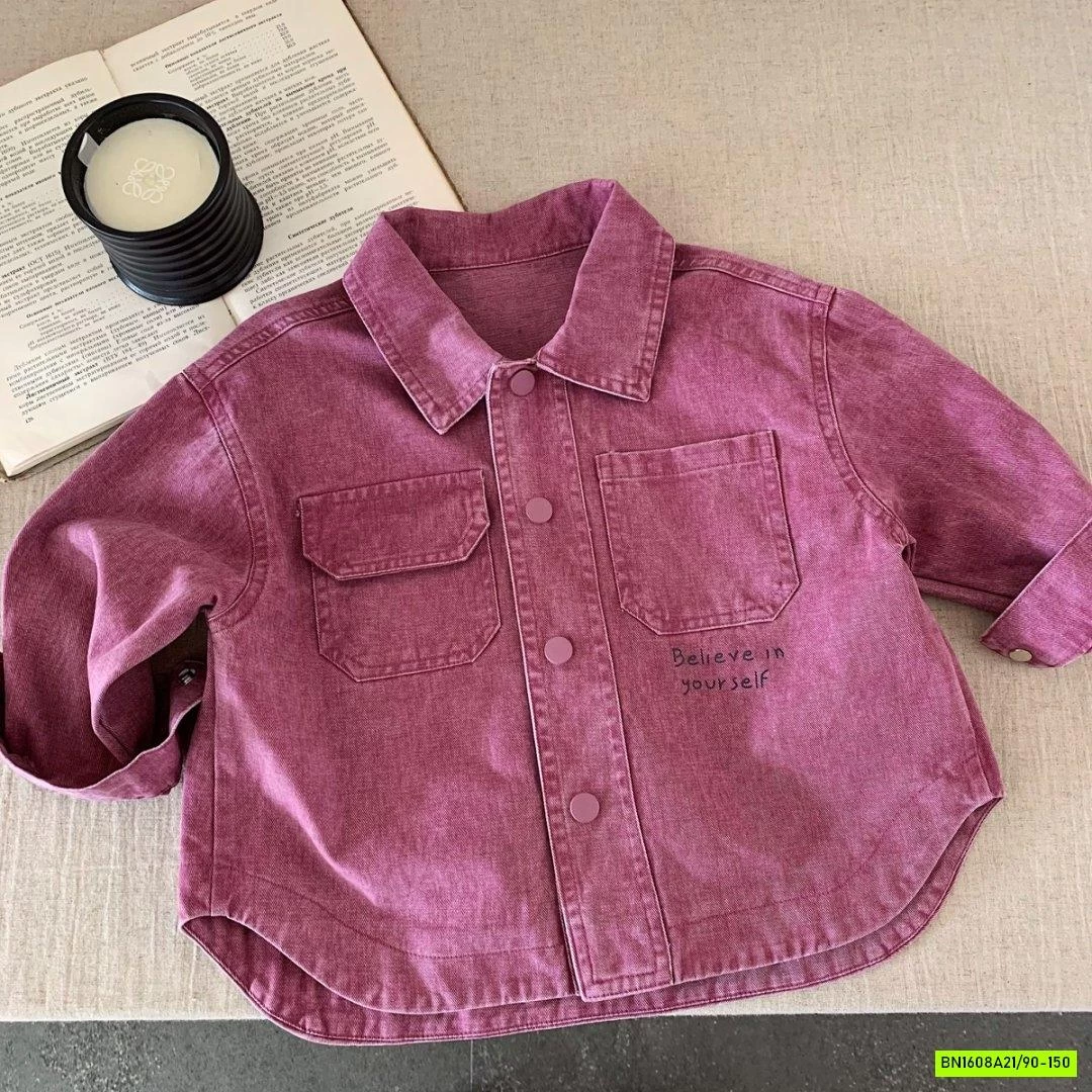 KHOÁC DENIM TÚI NGỰC HỒNG TÍM