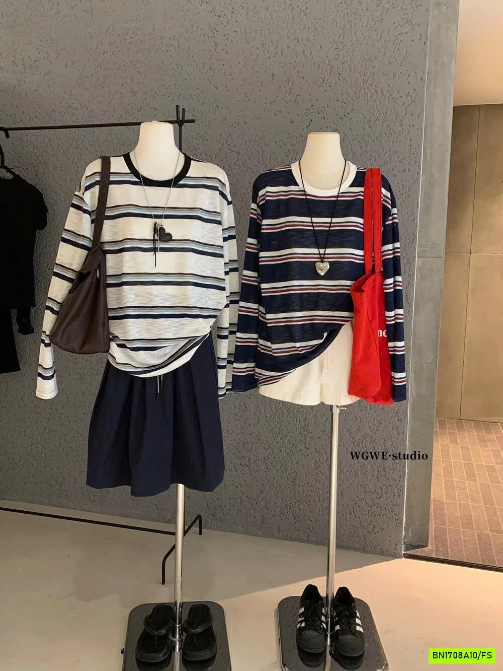 ÁO THUN GIẤY KẺ DÀI TAY WGWE6833