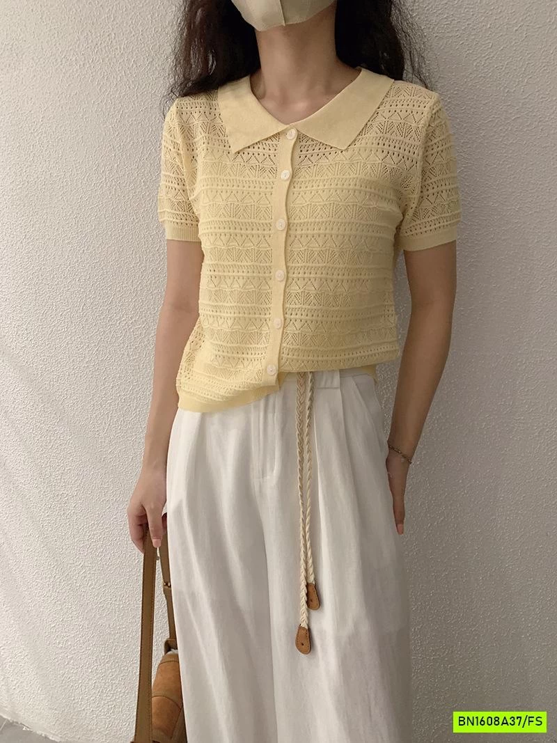 POLO DỆT CÚC TRƯỚC NGẮN TAY