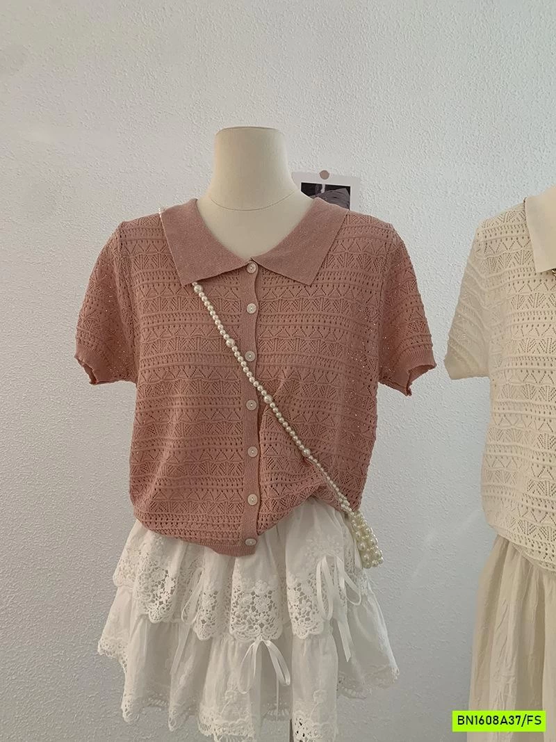 POLO DỆT CÚC TRƯỚC NGẮN TAY
