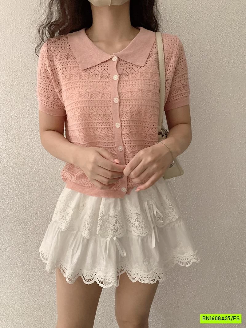POLO DỆT CÚC TRƯỚC NGẮN TAY