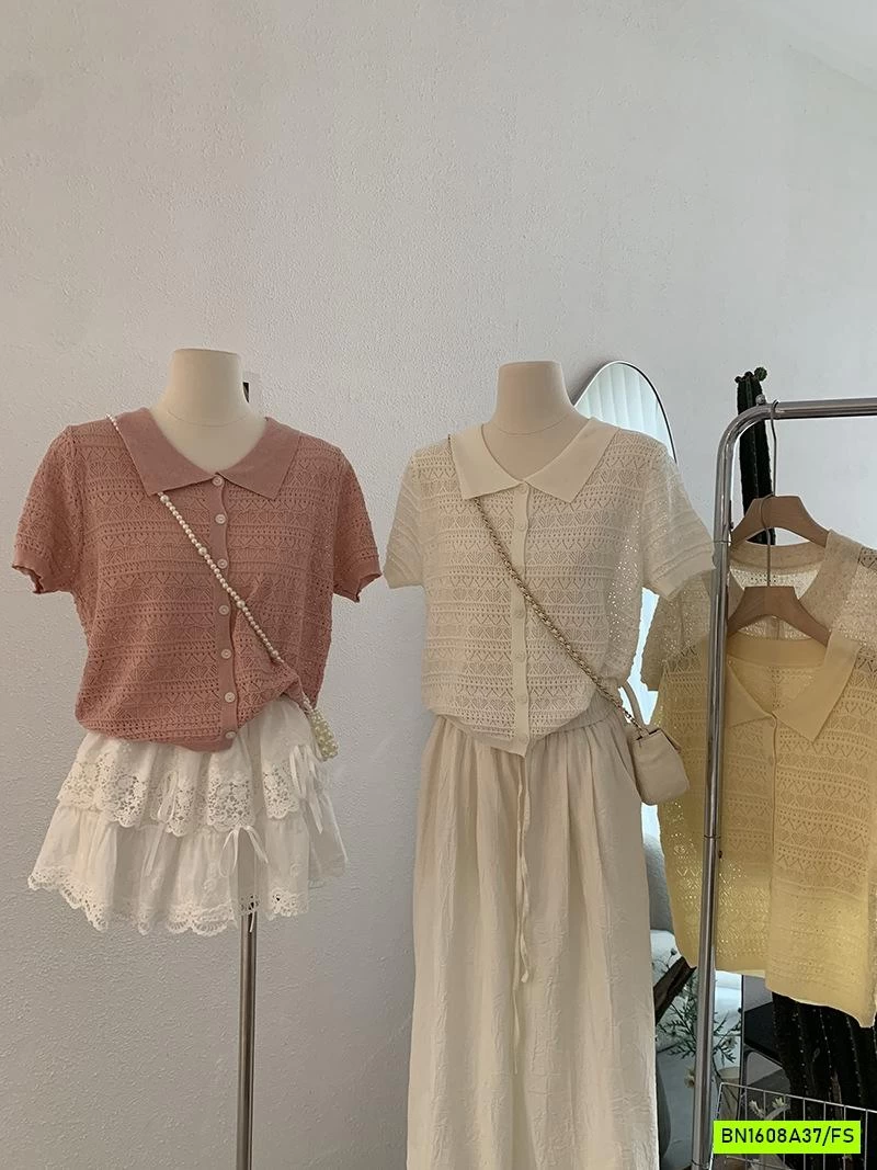 POLO DỆT CÚC TRƯỚC NGẮN TAY